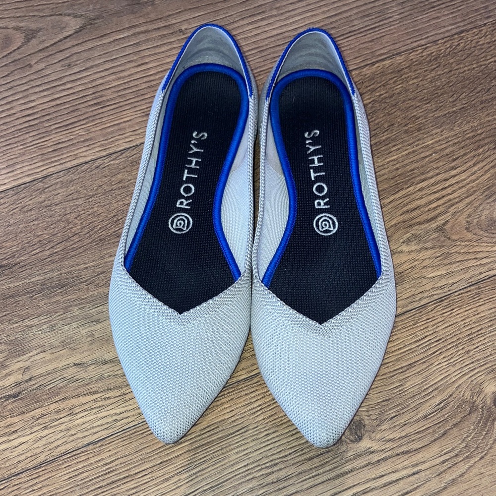 Rothy's Women's Light Gray Flats with Blue Trim